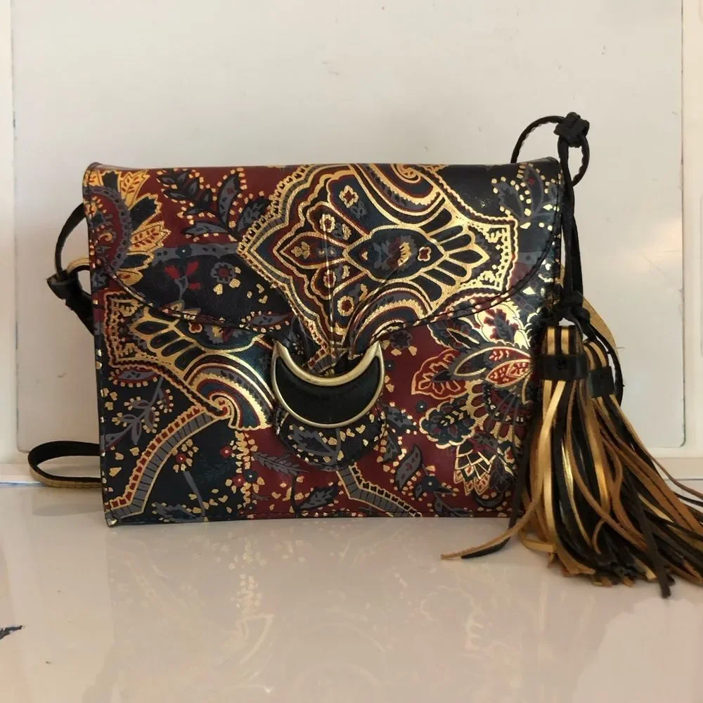 Patricia Nash Van Sannio Provencal Escape Crossbody Paisley Gold Tassel